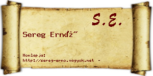 Sereg Ernő névjegykártya